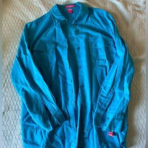 Blue Women Within linen long sleeve shirts size Small